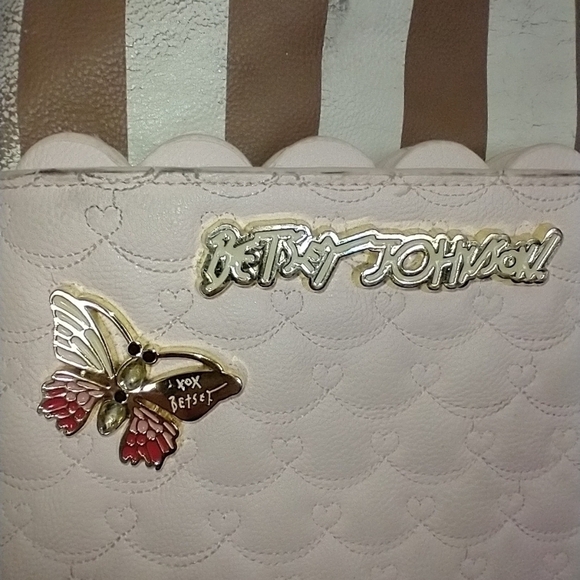 Betsey Johnson Striped Butterfly Bookbag Purse - Picture 3 of 10